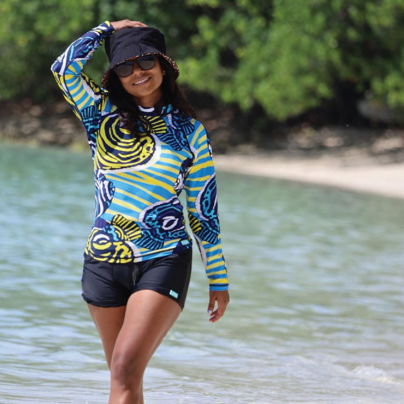 Long Sleeve Unisex Adult Rash Guard ‐ Angel Fish