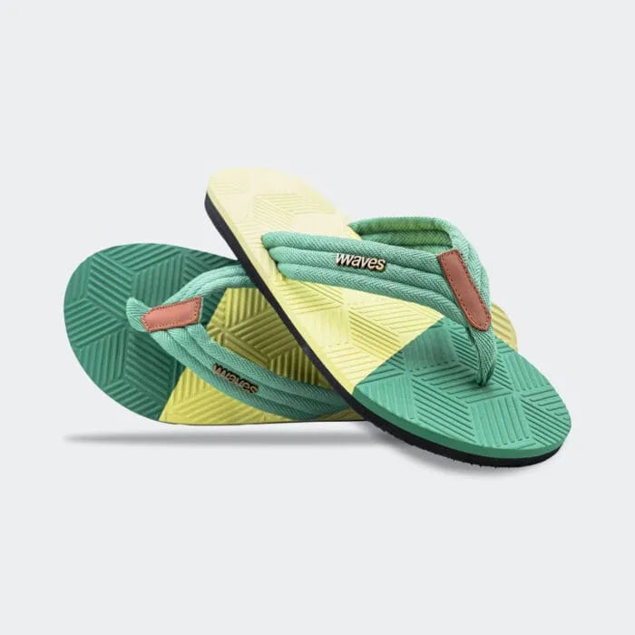 WAVES FLIP FLOP-GREEN,YELLOW