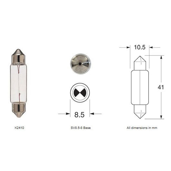 BULB FESTOON 12V 10W SV8 5-8