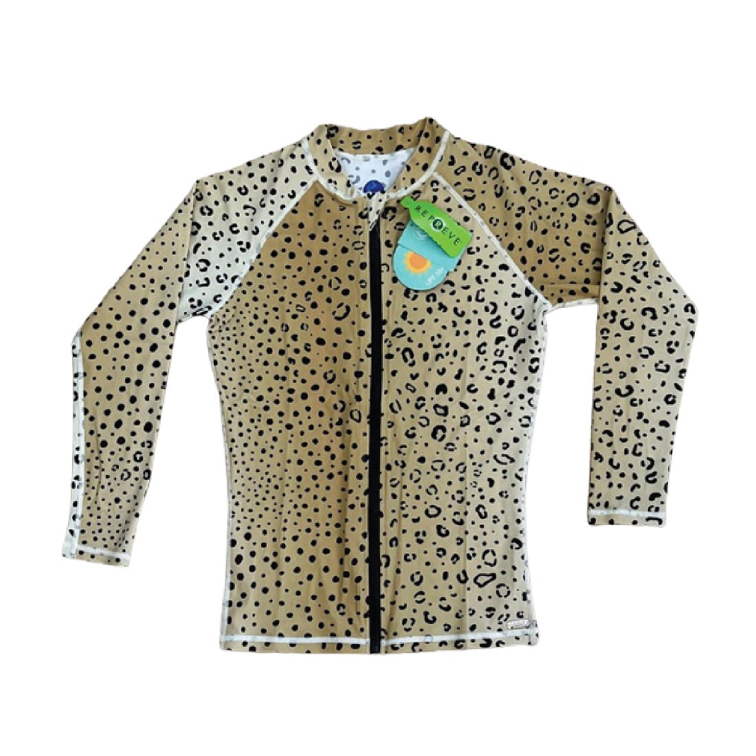 Long Sleeve Rash Guard Zipper ‐ Leopard