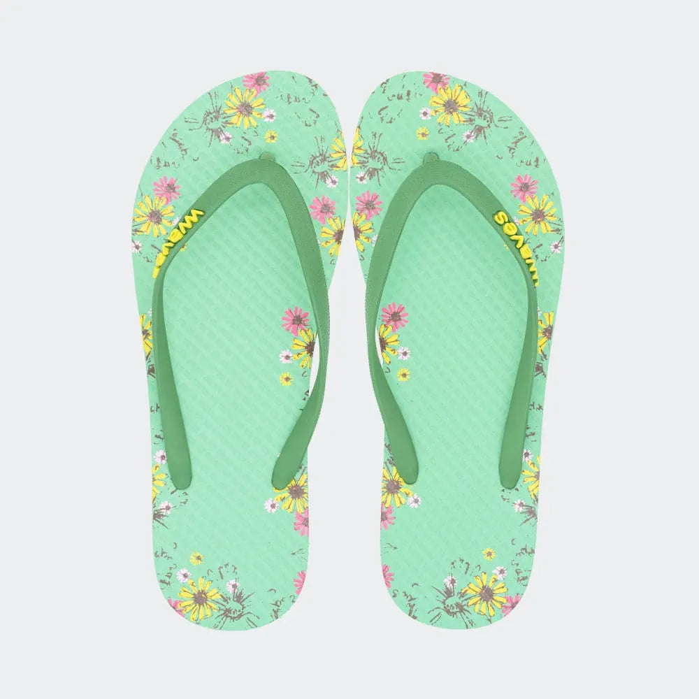WAVES FLIP FLOP WEDGE -KHAKI FLORAL