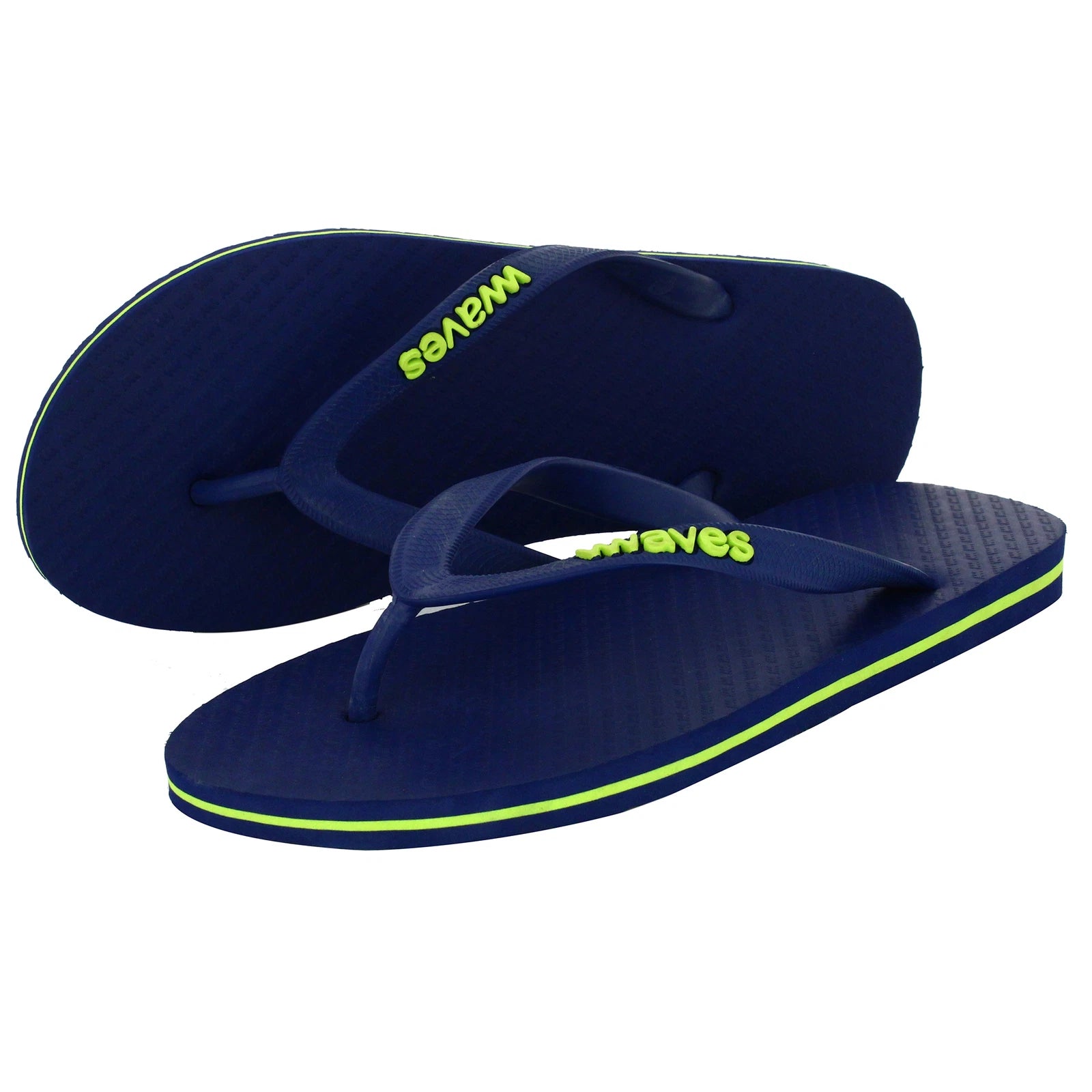 WAVES FLIP FLOP WED-NAVY LIME GREEN